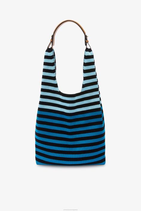 γυναίκες Ermanno Scervino μπλε ριγέ τσάντα hobo F0F4137