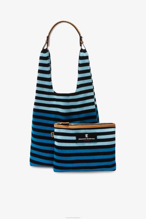 γυναίκες Ermanno Scervino μπλε ριγέ τσάντα hobo F0F4137
