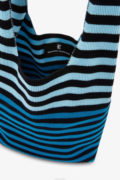 γυναίκες Ermanno Scervino μπλε ριγέ τσάντα hobo F0F4137