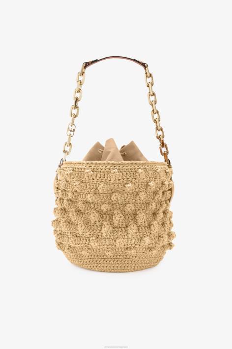 γυναίκες Ermanno Scervino μπεζ τσάντα κουβά raffia F0F4134