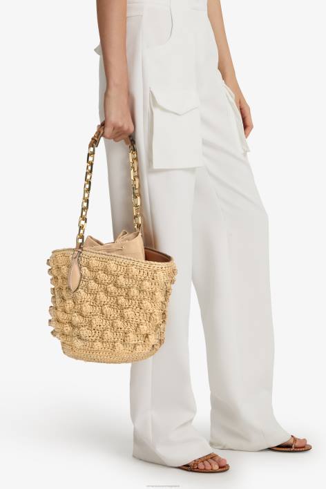 γυναίκες Ermanno Scervino μπεζ τσάντα κουβά raffia F0F4134