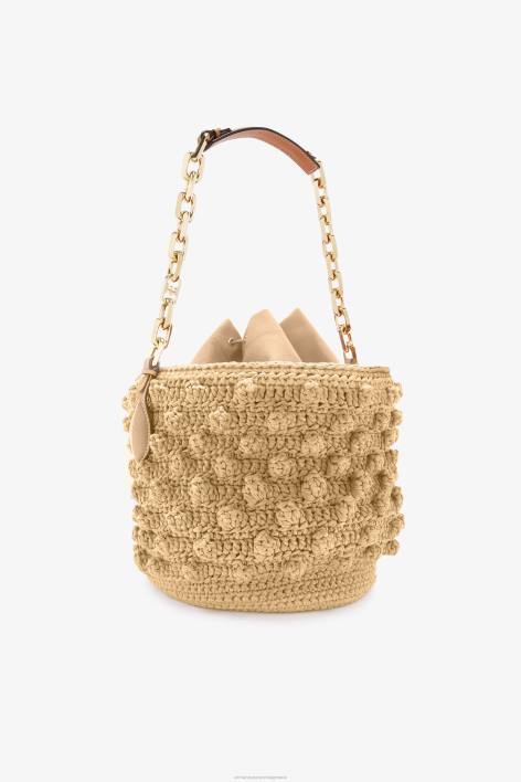 γυναίκες Ermanno Scervino μπεζ τσάντα κουβά raffia F0F4134