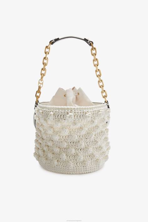 γυναίκες Ermanno Scervino άσπρο τσάντα κουβά raffia F0F4135