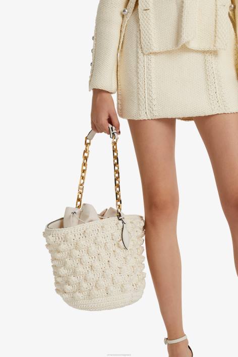 γυναίκες Ermanno Scervino άσπρο τσάντα κουβά raffia F0F4135