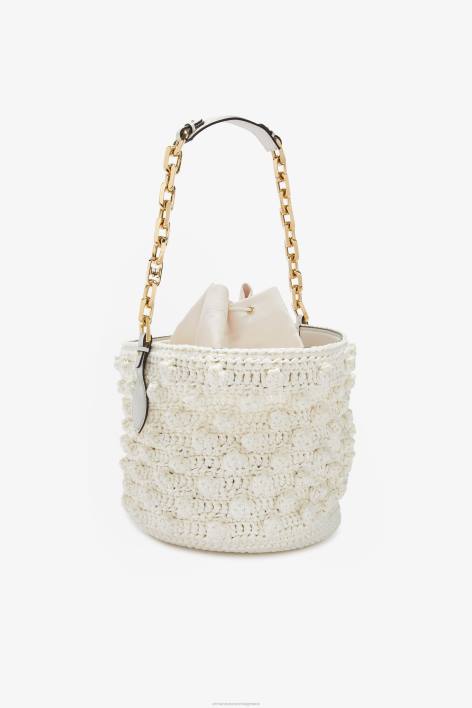 γυναίκες Ermanno Scervino άσπρο τσάντα κουβά raffia F0F4135
