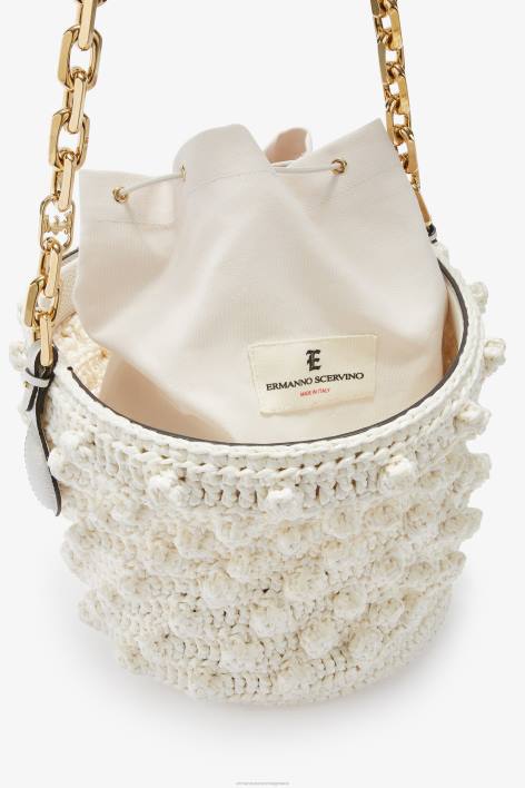 γυναίκες Ermanno Scervino άσπρο τσάντα κουβά raffia F0F4135