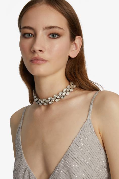 γυναίκες Ermanno Scervino argento κρυστάλλινο τσόκερ F0F4178