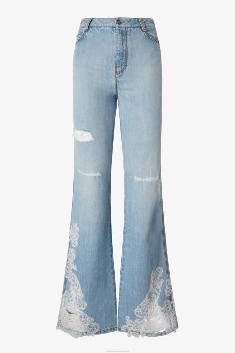γυναίκες Ermanno Scervino μπλε τζιν bootcut με δαντέλα F0F4110
