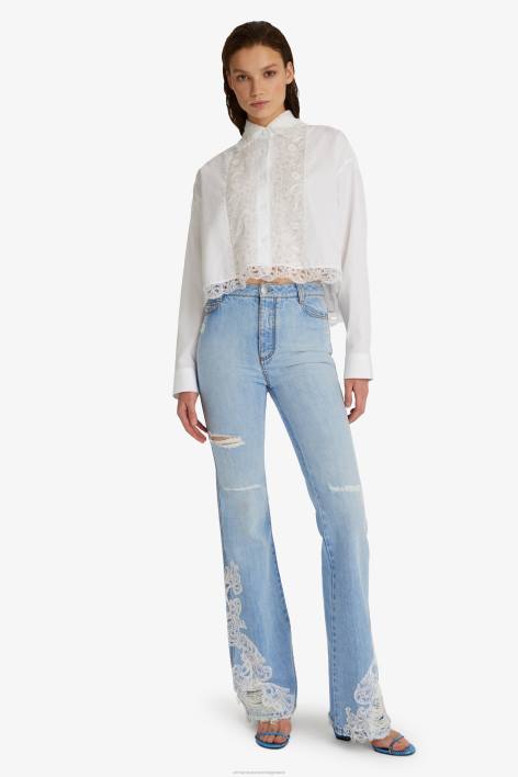 γυναίκες Ermanno Scervino μπλε τζιν bootcut με δαντέλα F0F4110