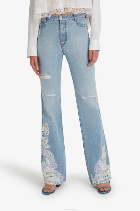 γυναίκες Ermanno Scervino μπλε τζιν bootcut με δαντέλα F0F4110