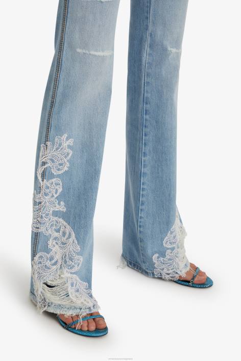 γυναίκες Ermanno Scervino μπλε τζιν bootcut με δαντέλα F0F4110