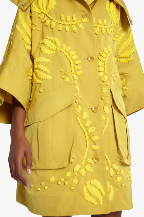 γυναίκες Ermanno Scervino κίτρινος κεντημένο παλτό duchesse pea F0F427