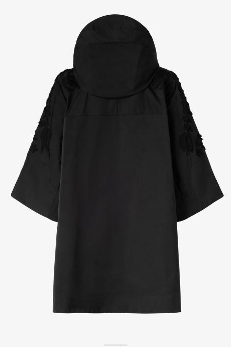 γυναίκες Ermanno Scervino μαύρος παλτό duchesse pea με κέντημα F0F428