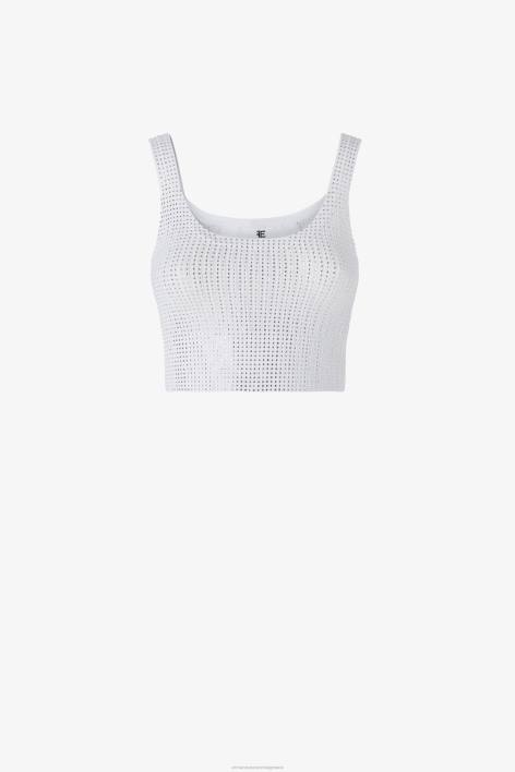 γυναίκες Ermanno Scervino άσπρο crop top με κρύσταλλο F0F468