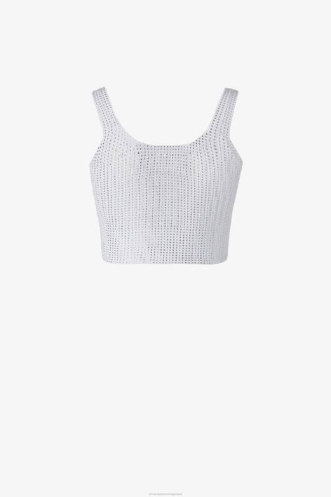 γυναίκες Ermanno Scervino άσπρο crop top με κρύσταλλο F0F468