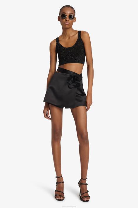γυναίκες Ermanno Scervino μαύρος crop top μικροκρυστάλλου F0F469