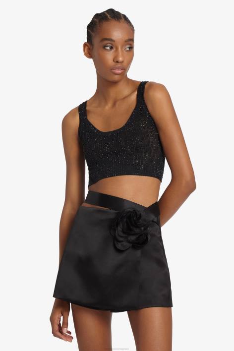 γυναίκες Ermanno Scervino μαύρος crop top μικροκρυστάλλου F0F469