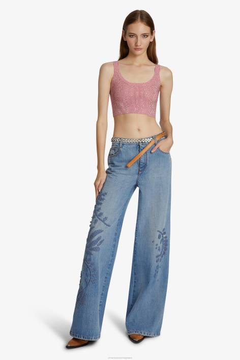 γυναίκες Ermanno Scervino ροζ crop top με κρύσταλλο F0F470