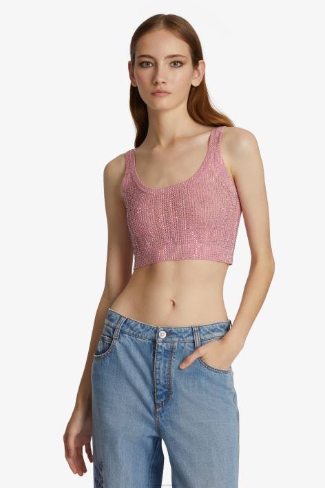 γυναίκες Ermanno Scervino ροζ crop top με κρύσταλλο F0F470