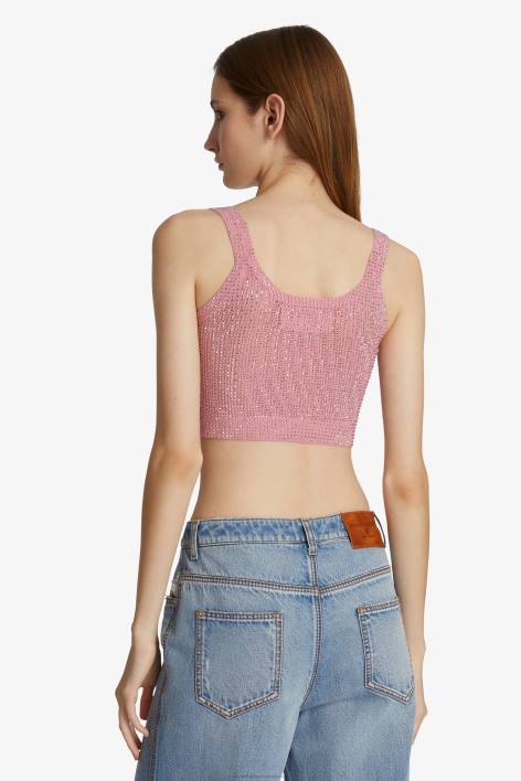 γυναίκες Ermanno Scervino ροζ crop top με κρύσταλλο F0F470