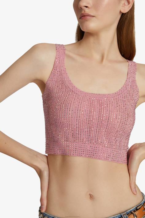 γυναίκες Ermanno Scervino ροζ crop top με κρύσταλλο F0F470