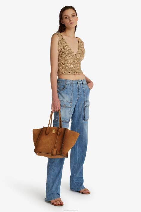 γυναίκες Ermanno Scervino μπεζ crop top με κρύσταλλο F0F492