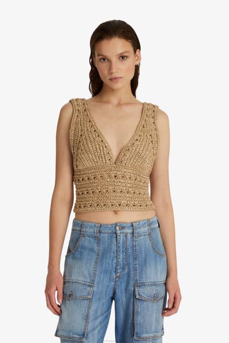 γυναίκες Ermanno Scervino μπεζ crop top με κρύσταλλο F0F492