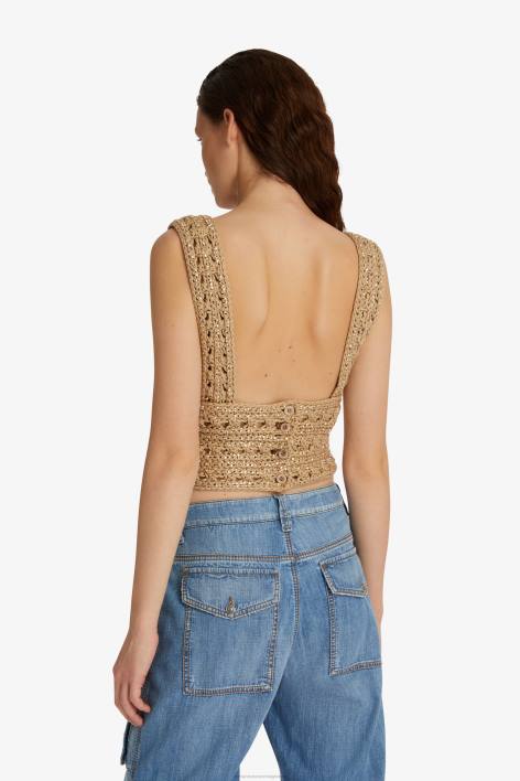 γυναίκες Ermanno Scervino μπεζ crop top με κρύσταλλο F0F492