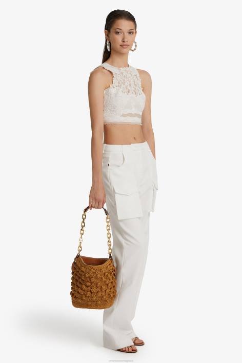 γυναίκες Ermanno Scervino άσπρο δαντέλα cropped top F0F495