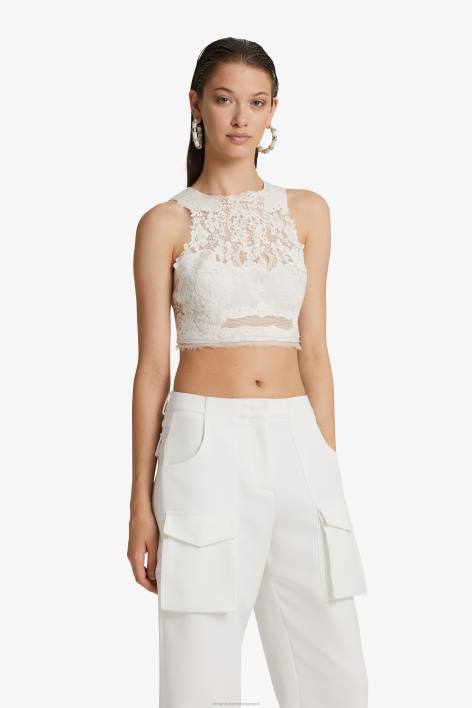 γυναίκες Ermanno Scervino άσπρο δαντέλα cropped top F0F495
