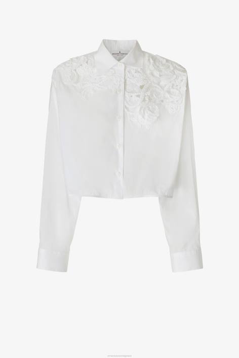 γυναίκες Ermanno Scervino άσπρο cropped πουκάμισο με δαντέλα F0F479