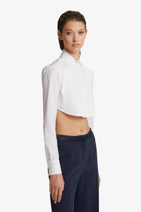 γυναίκες Ermanno Scervino άσπρο cropped πουκάμισο από ποπλίνα F0F482