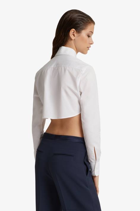 γυναίκες Ermanno Scervino άσπρο cropped πουκάμισο από ποπλίνα F0F482