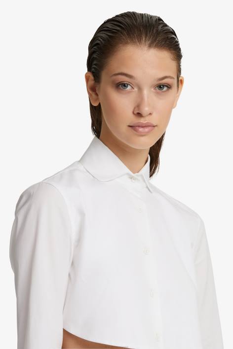 γυναίκες Ermanno Scervino άσπρο cropped πουκάμισο από ποπλίνα F0F482