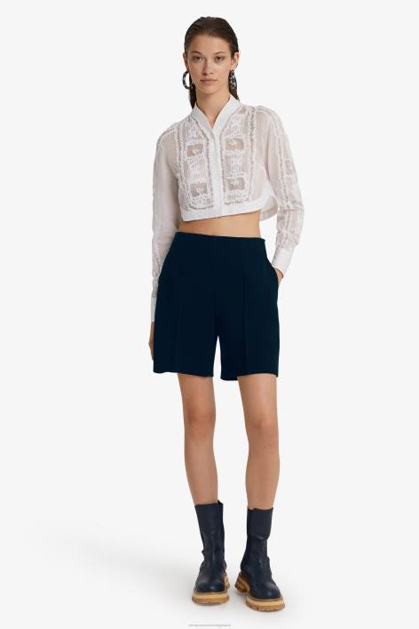 γυναίκες Ermanno Scervino άσπρο cropped πουκάμισο από μουσελίνα και δαντέλα F0F484