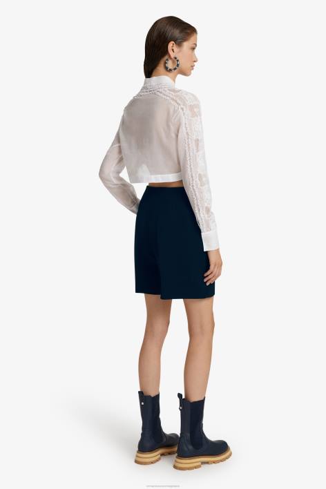 γυναίκες Ermanno Scervino άσπρο cropped πουκάμισο από μουσελίνα και δαντέλα F0F484