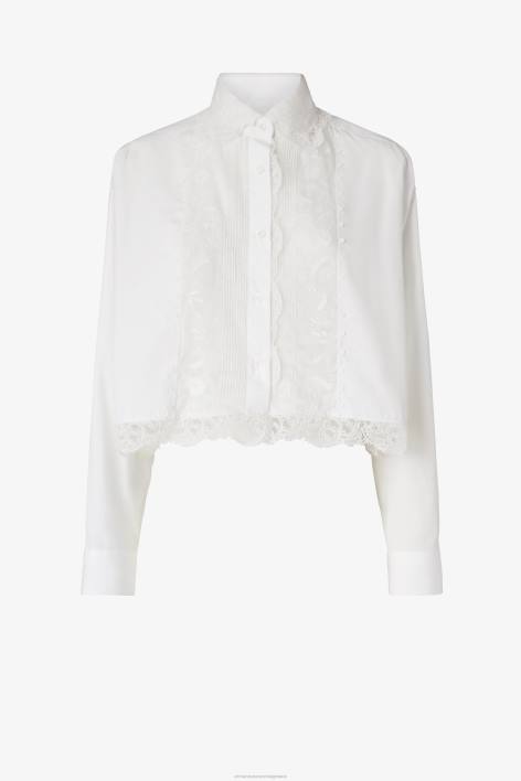 γυναίκες Ermanno Scervino άσπρο κεντημένο cropped πουκάμισο F0F488