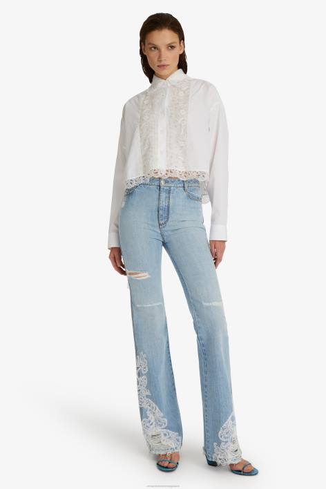 γυναίκες Ermanno Scervino άσπρο κεντημένο cropped πουκάμισο F0F488