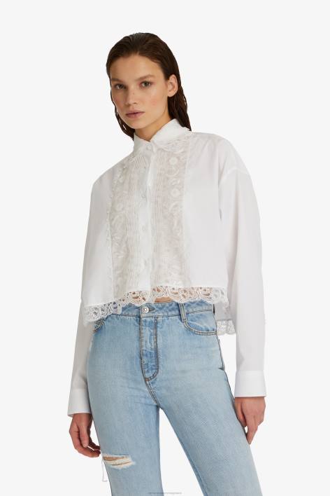 γυναίκες Ermanno Scervino άσπρο κεντημένο cropped πουκάμισο F0F488