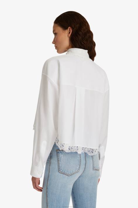 γυναίκες Ermanno Scervino άσπρο κεντημένο cropped πουκάμισο F0F488
